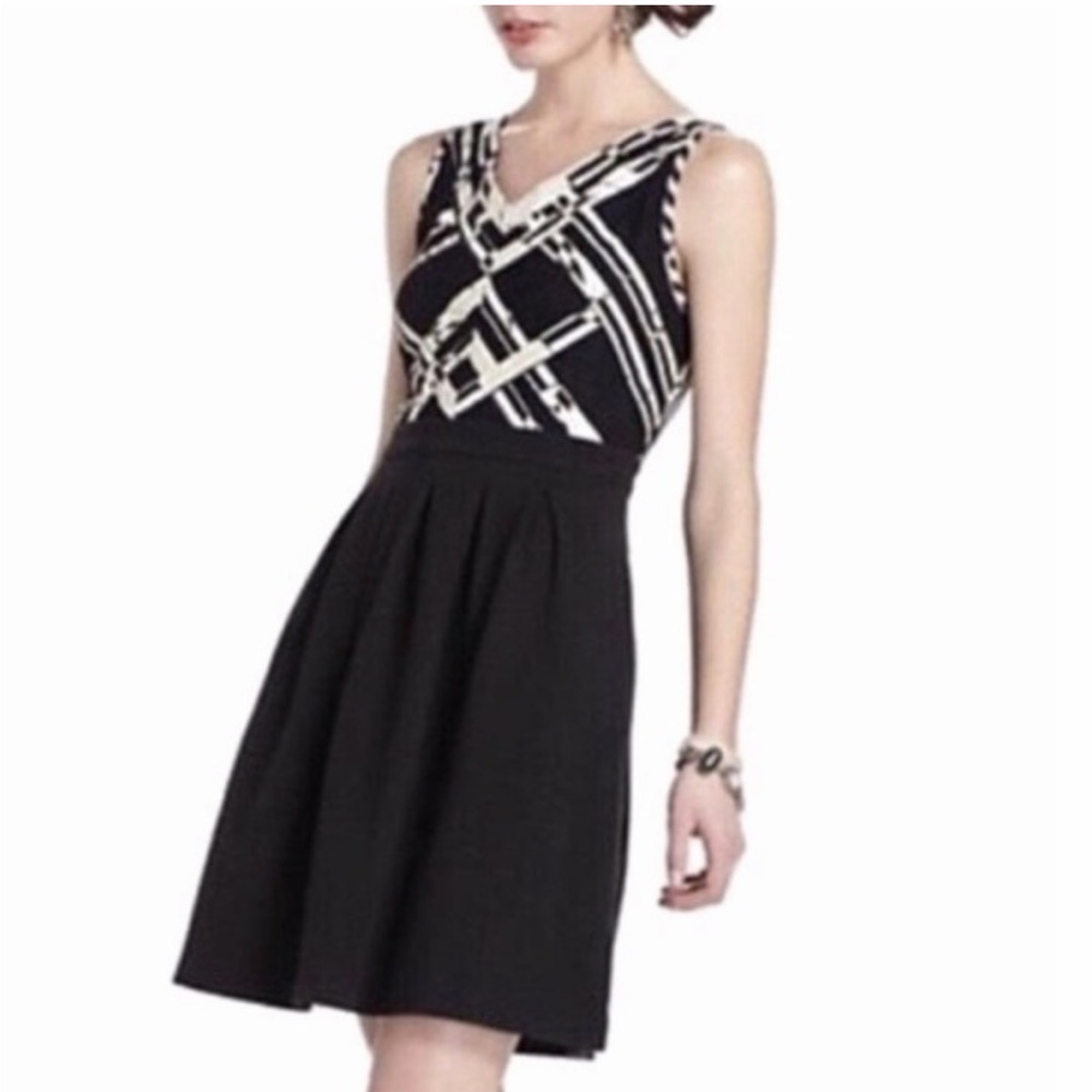 Anthropologie Postmark Dress, black white, lace A line fit and flare, 8 medium - Picture 1 of 5